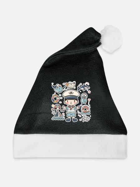 Kleiner Seemann Cartoon Look - Weihnachtsmütze - Schwarz/Weiß