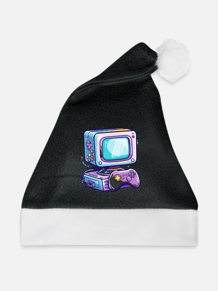 Gaming PC Comic Stil - Weihnachtsmütze - Schwarz/Weiß