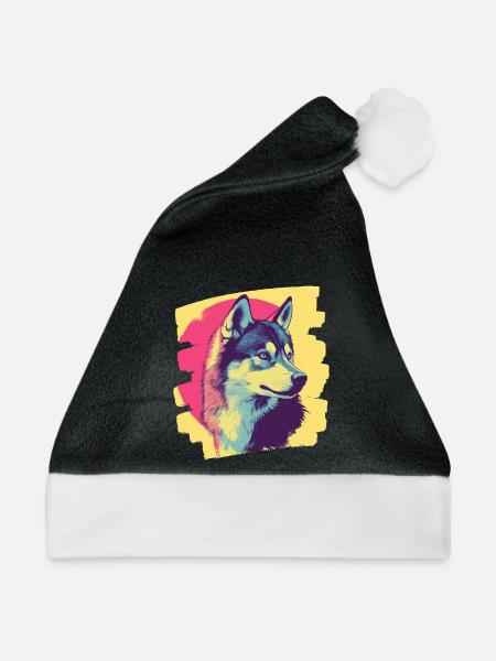Husky - Weihnachtsmütze - Schwarz/Weiß