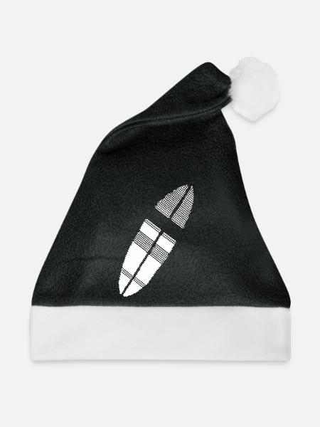 Surfbrett Pixel Grafik - Weihnachtsmütze - Schwarz/Weiß