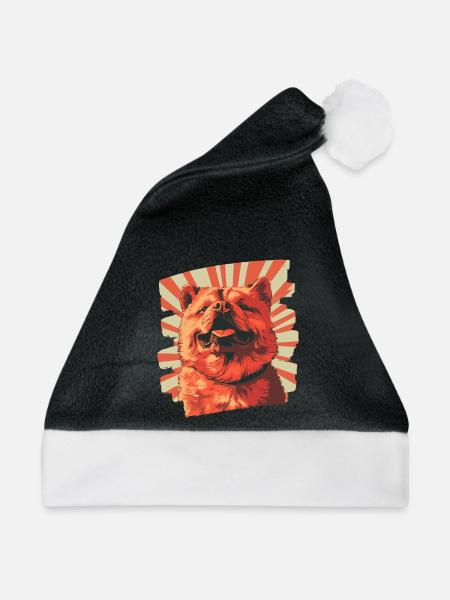 Chow Chow - Weihnachtsmütze - Schwarz/Weiß