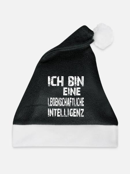 KI Spruch eine leidenschaftliche Intelligenz - Weihnachtsmütze - Schwarz/Weiß - Vorne