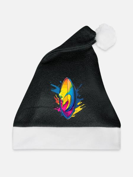 Surfbrett Farbklecks - Weihnachtsmütze - Schwarz/Weiß