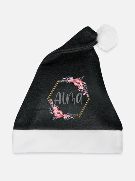 Alma Mädchen Name personalisiertes Geschenk - Weihnachtsmütze - Schwarz/Weiß