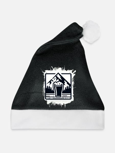 Bergsee mit Bierglas Motiv - Weihnachtsmütze - Schwarz/Weiß