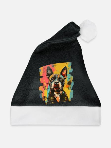 Bulldogge Kampfhund - Weihnachtsmütze - Schwarz/Weiß