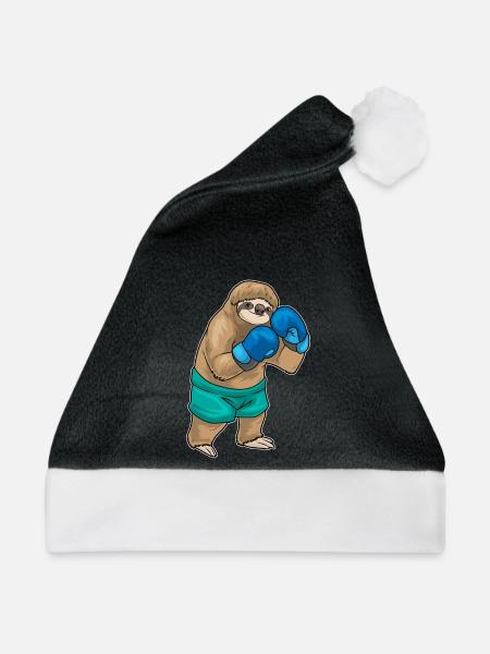 Faultier Boxer Boxhandschuhe Boxen - Weihnachtsmütze - Schwarz/Weiß