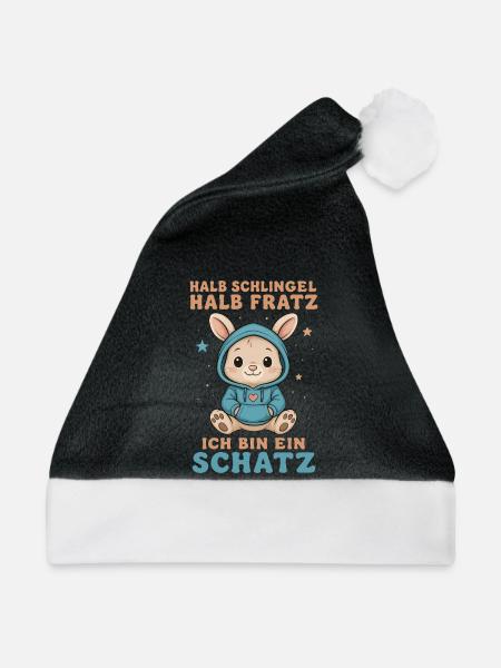 Halb Schlingel Halb Fratz Schatz Hase Häschen - Weihnachtsmütze - Schwarz/Weiß - Vorne