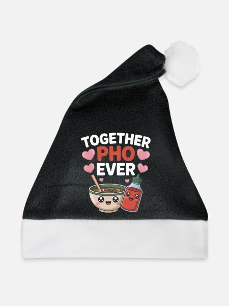 Together Pho Ever Vietnam Reise Nudelsuppe Pho - Weihnachtsmütze - Schwarz/Weiß - Vorne