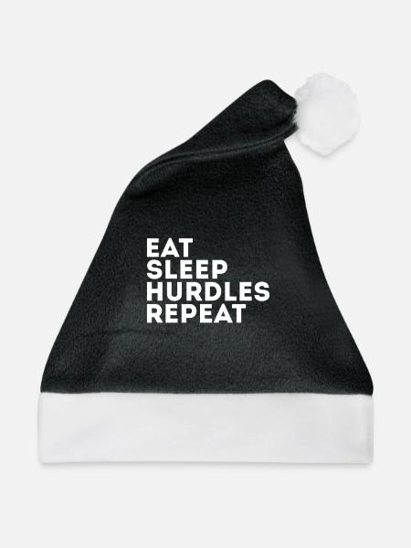 Eat Sleep Hurdles Repeat - Weihnachtsmütze - Schwarz/Weiß