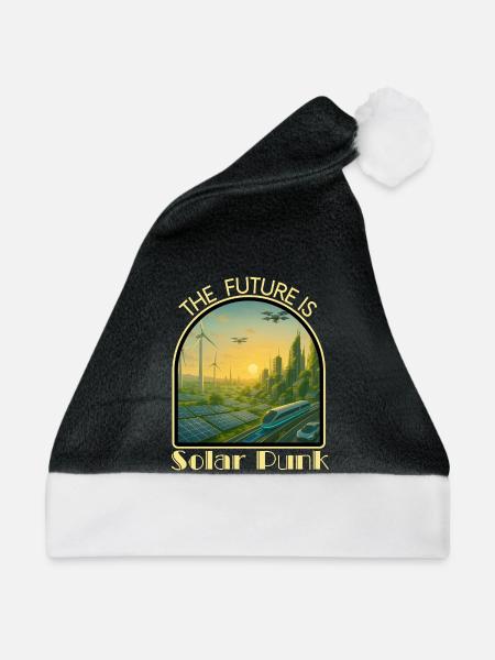 Solar-Punk-Stadt - Weihnachtsmütze - Schwarz/Weiß