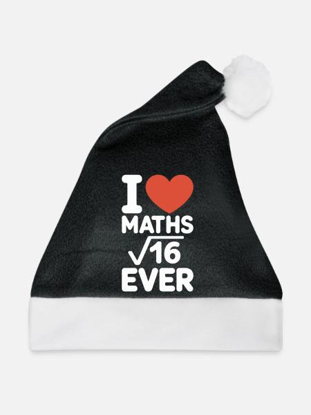Mathe I Love Maths Mathematik Nerd Mathe Lehrer - Weihnachtsmütze - Schwarz/Weiß - Vorne