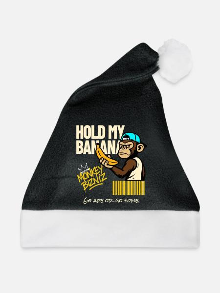 Monkey Banan Humor Design - Weihnachtsmütze - Schwarz/Weiß