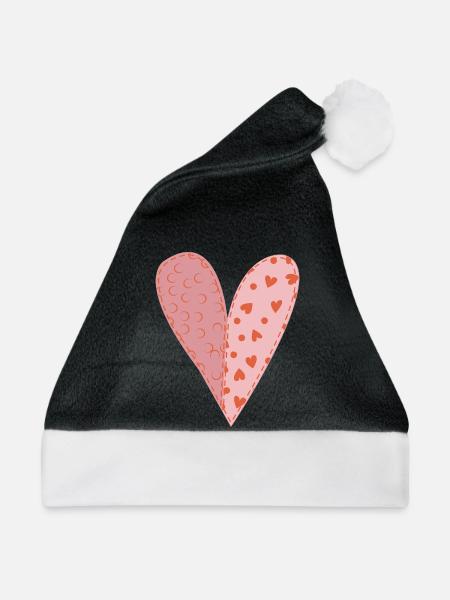 Patchwork Herz Nr. 9 - Weihnachtsmütze - Schwarz/Weiß