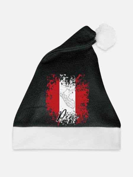 Ich liebe Peru, peruanische Flagge - Weihnachtsmütze - Schwarz/Weiß