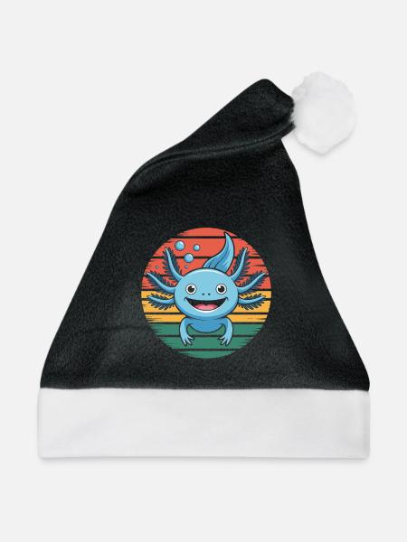 Axolotl Tierdesign - Weihnachtsmütze - Schwarz/Weiß