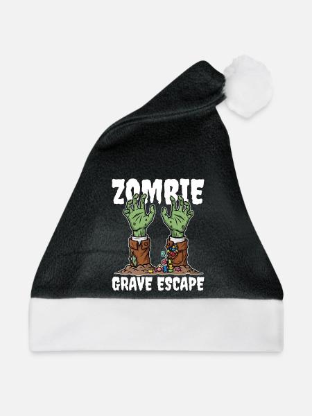 ZOMBIE_GRAVE_ESCAPE - Weihnachtsmütze - Schwarz/Weiß - Vorne