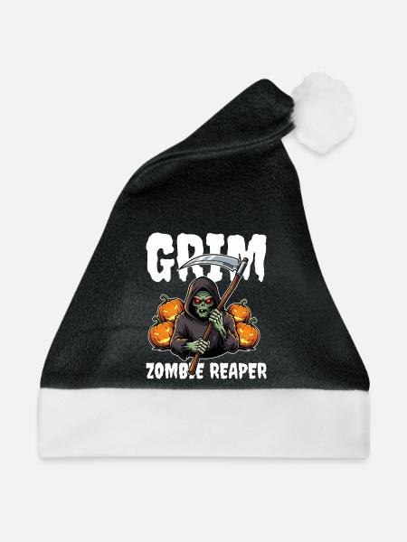 GRIMMIGER ZOMBIE REAPER - ZOMBIE HALLOWEEN - Weihnachtsmütze - Schwarz/Weiß - Vorne