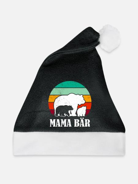 Werdende Mutter MAMA BÄR Bald Mama Lustig - Weihnachtsmütze - Schwarz/Weiß