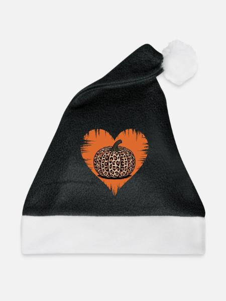 Leopardmuster Kürbis Herz Design - Weihnachtsmütze - Schwarz/Weiß