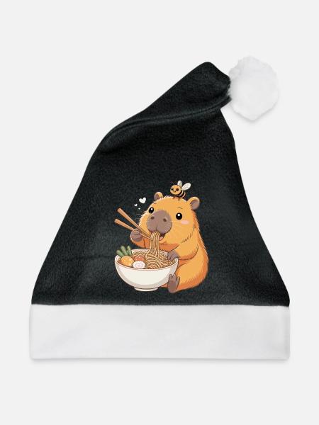 Capybara Ramen Kawaii Anime Nudel Japan - Weihnachtsmütze - Schwarz/Weiß