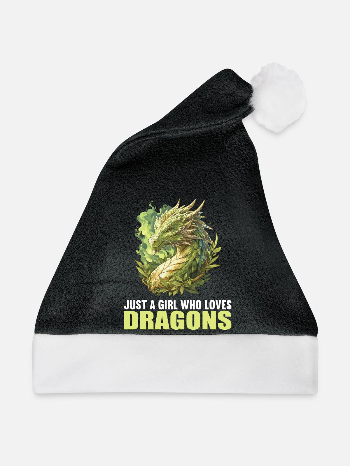 Drachen Drache - Weihnachtsmütze - Schwarz/Weiß - Vorne