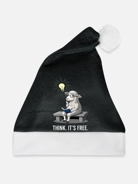 Denkendes Schaf - Freiheit - Weihnachtsmütze - Schwarz/Weiß