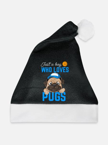 Mops für Jungen - Weihnachtsmütze - Schwarz/Weiß