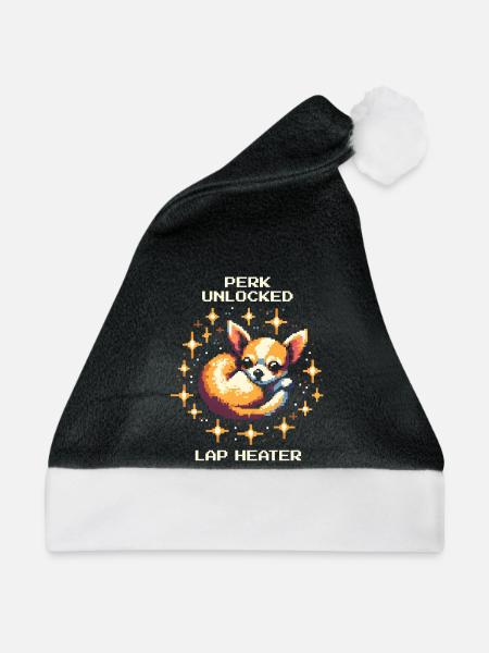 Perk: Schoßheizung | Chihuahua - Weihnachtsmütze - Schwarz/Weiß