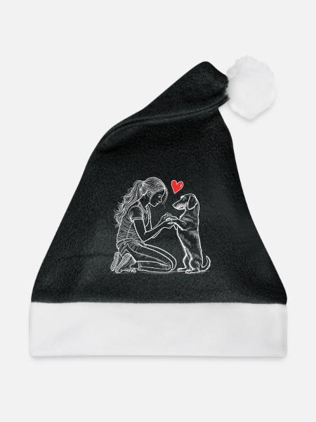 Dackel Hund Rauhaardackel Dackelliebhaber Teckel - Weihnachtsmütze - Schwarz/Weiß