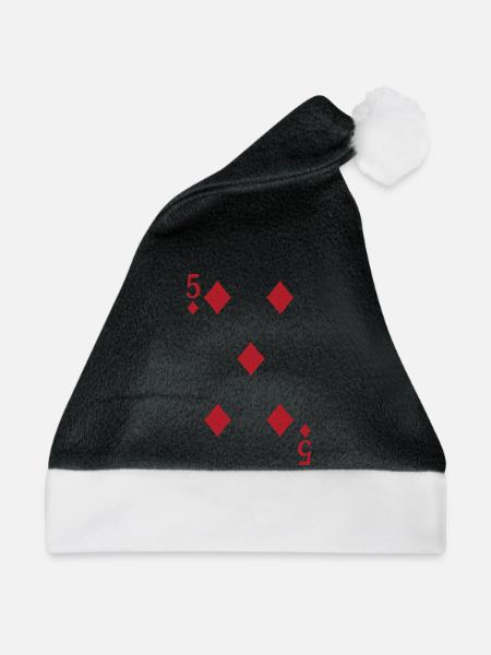 5 Karo Karte - Weihnachtsmütze - Schwarz/Weiß