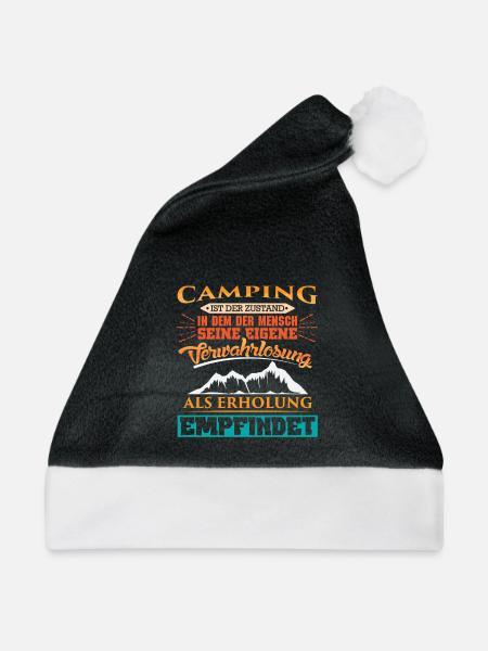 Camper Camping Wohnwagen Spruch - Weihnachtsmütze - Schwarz/Weiß