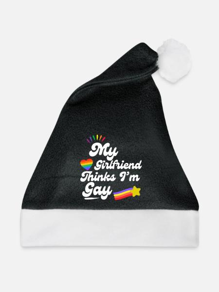 Regenbogen Pride Herz Andenken Design - Weihnachtsmütze - Schwarz/Weiß - Vorne