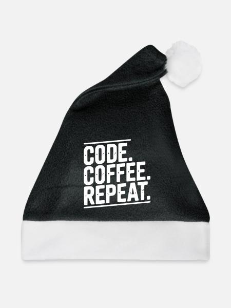 Code Kaffee-Wiederholung - Weihnachtsmütze - Schwarz/Weiß - Vorne