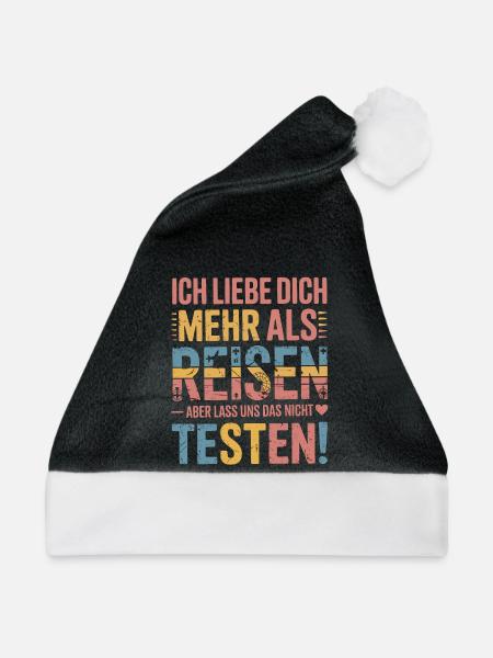 Ich Liebe Dich Mehr Als Reisen Aber - Weihnachtsmütze - Schwarz/Weiß - Vorne