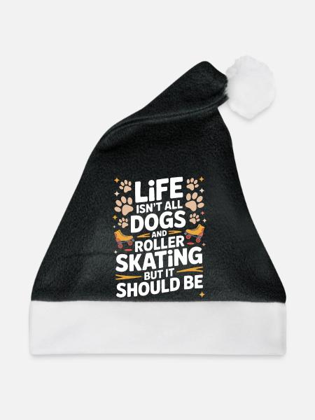 Roller Skating Spruch Katzen Witz Skating Geschenk - Weihnachtsmütze - Schwarz/Weiß - Vorne