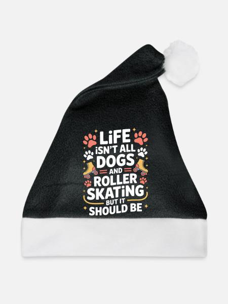 Roller Skating Spruch Hund Lustig Skating Geschenk - Weihnachtsmütze - Schwarz/Weiß - Vorne