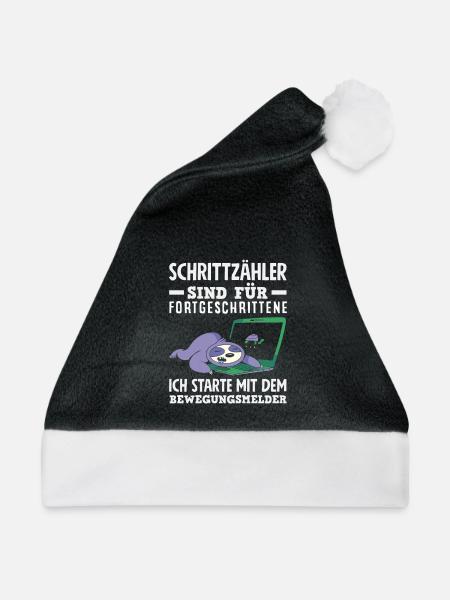 Schrittzähler? Ich nutze den Bewegungsmelder - Weihnachtsmütze - Schwarz/Weiß - Vorne