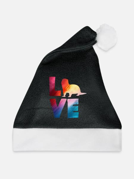 Seeotter Cartoon Bunte Liebe - Weihnachtsmütze - Schwarz/Weiß