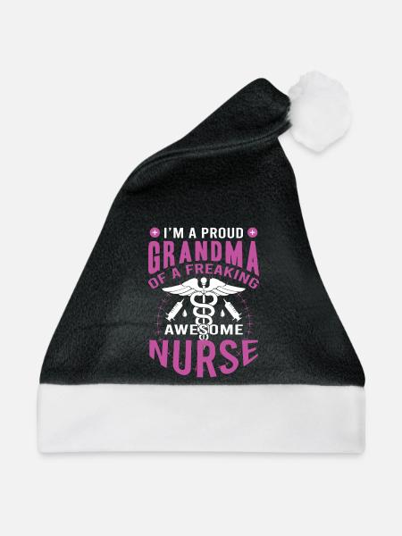 Stolze Krankenschwester Oma - Weihnachtsmütze - Schwarz/Weiß