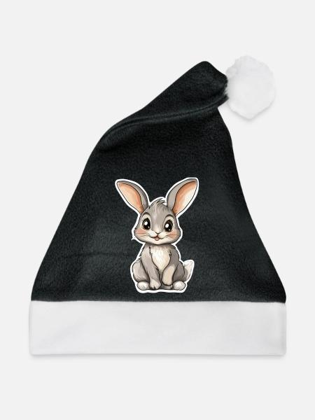 Hase - Weihnachtsmütze - Schwarz/Weiß