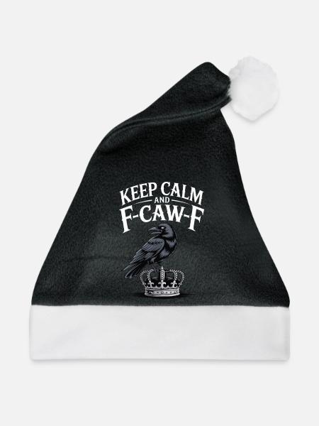 Krähe über Krone Keep Calm - Weihnachtsmütze - Schwarz/Weiß