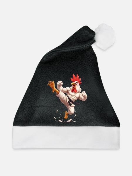 Kampf Hahn Karate - Weihnachtsmütze - Schwarz/Weiß