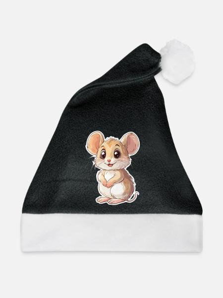 Maus - Weihnachtsmütze - Schwarz/Weiß