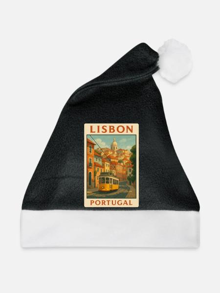 Lissabon Portugal - Weihnachtsmütze - Schwarz/Weiß