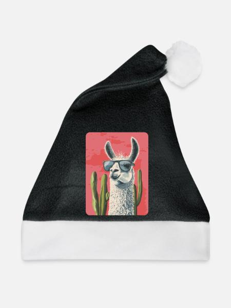 Lama - Weihnachtsmütze - Schwarz/Weiß