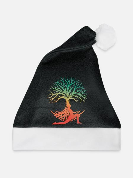Yoga Baumfigur im Regenbogen - Weihnachtsmütze - Schwarz/Weiß