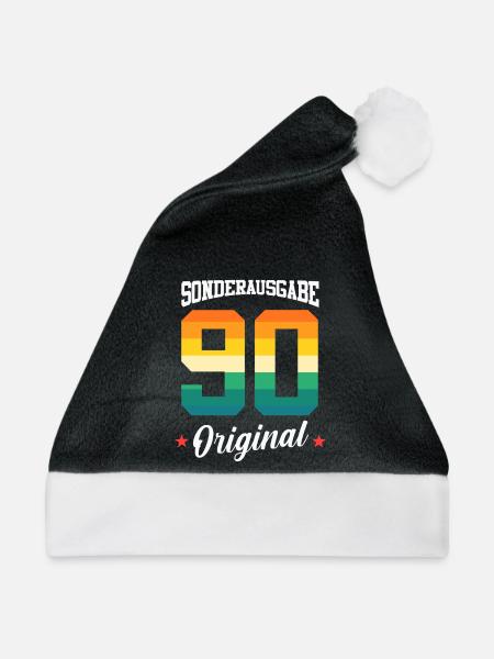 90 Geburtstag - Weihnachtsmütze - Schwarz/Weiß - Vorne