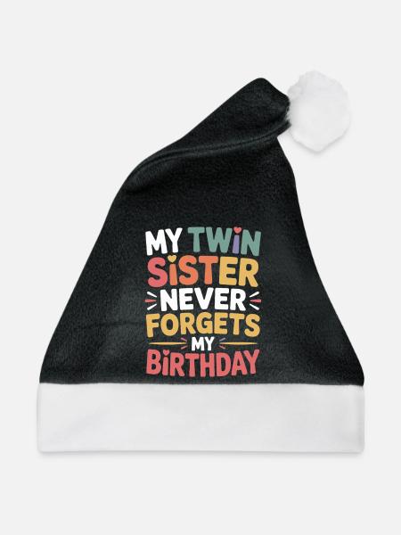 Zwillinge Zwillingsschwester Geburtstag - Weihnachtsmütze - Schwarz/Weiß - Vorne