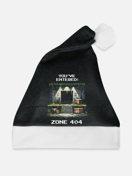 Zone 404 entdeckt | Ort nicht gefunden - Humor - Weihnachtsmütze - Schwarz/Weiß - Vorne